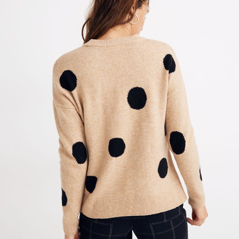 Madewell Women's Polka dot Black and Tan Sweater  Size S - Picture 5 of 6